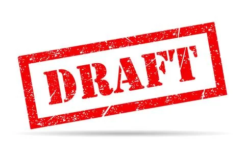 Draft stamp shadow symbol, label sticker sign button, text banner vector illu Stock Illustration