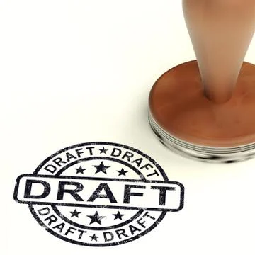 Draft stamp shows outline document or letters Stock Illustration