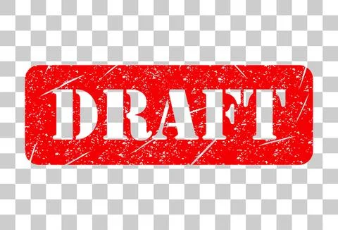 Draft stamp symbol, label sticker sign button, text banner vector illustratio Illustrazione stock