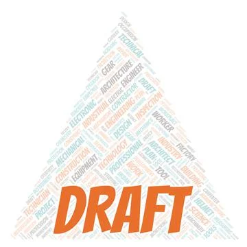 Draft typography word cloud create with the text only Illustrazione stock