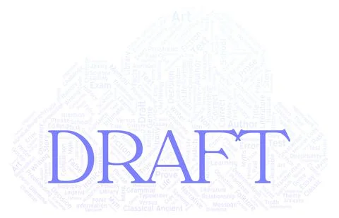 Draft typography word cloud create with the text only Illustrazione stock