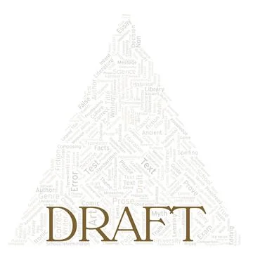 Draft typography word cloud create with the text only Stock Illustration