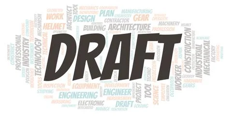 Draft typography word cloud create with the text only Illustrazione stock
