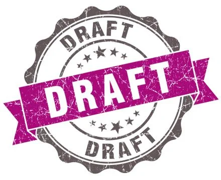 Draft violet grunge retro style isolated seal Stock Illustration