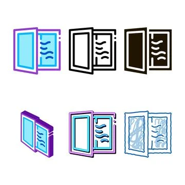 Draft in window icon vector outline designs Stock Illustration