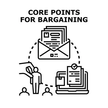 Drafting and discussing core points for bargaining process 스톡 일러스트