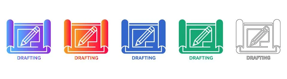 Drafting Blueprint Icon Set 스톡 일러스트