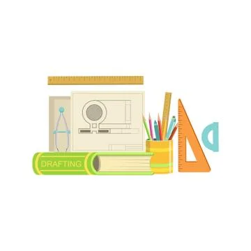 Drafting Class Set Of Objects Stock Illustration