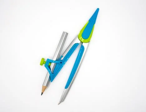 Drafting Compass and Pencil on White Stock Photos