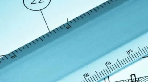 Drafting compass and ruler against a blueprint Видео 21306035