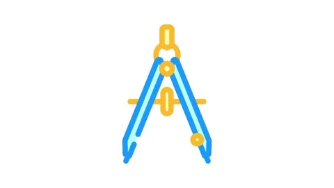 Drafting compass architectural drafter color icon animation Stock Footage 327266529