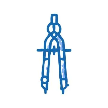 Drafting compass architectural drafter icon doodle illustration Illustrazione stock
