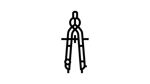 Drafting compass architectural drafter line icon animation Stock Footage 326132496
