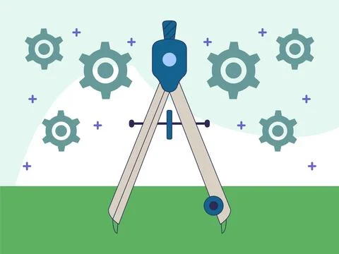 Drafting Compass Concept Illustration Style Illustrazione stock