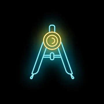 Drafting compass drawing tool glowing neon light icon Stock Illustration