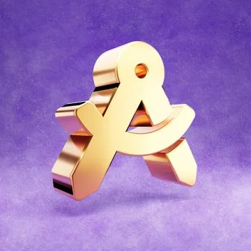 Drafting compass icon. Gold glossy Drafting compass symbol isolated on violet Illustrazione stock