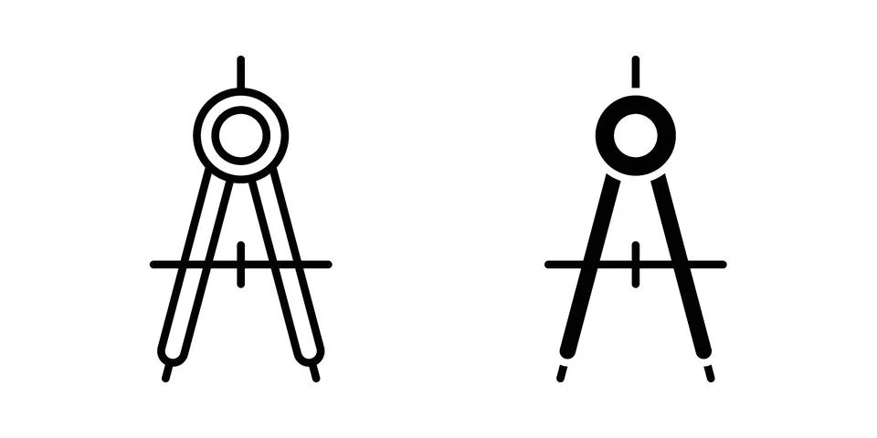 Drafting compass icon Illustration set. Vector Eps10 for apps Stock Illustration