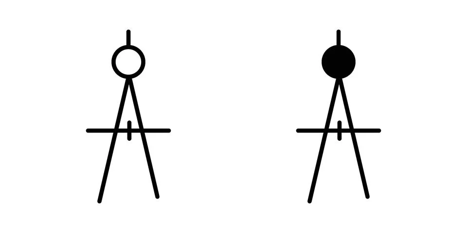 Drafting compass icon. Outline, flat icons Stock Illustration