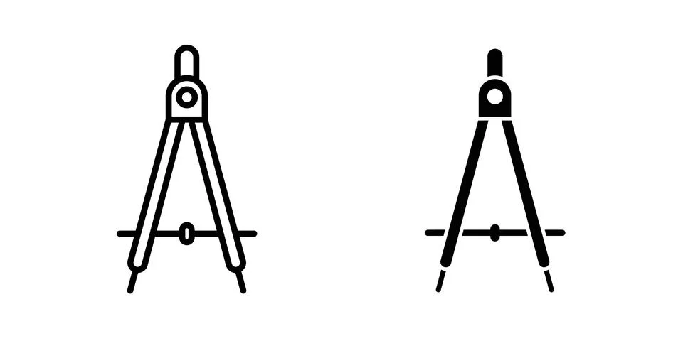 Drafting compass icon symbol  illustration bundle in black colour Stock Illustration