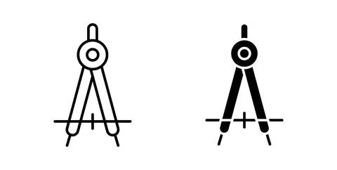 Drafting compass icon symbol, outline icons Stock Illustration