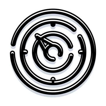 Drafting compass icon in target dial design Illustrazione stock
