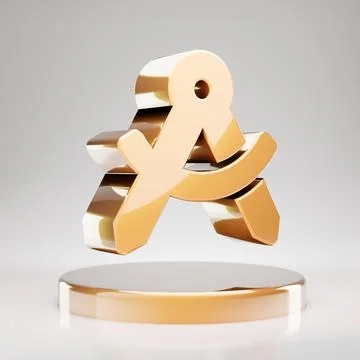 Drafting Compass icon. Yellow Gold Drafting Compass symbol on golden podium. Stock Illustration