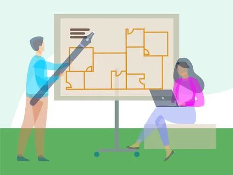 Drafting Concept Illustration Style Illustrazione stock