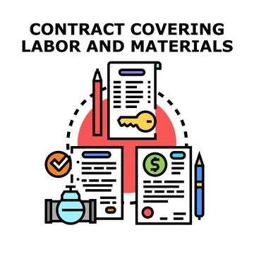 Drafting contract agreement for labor and materials 스톡 일러스트