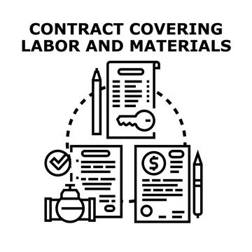 Drafting contract agreement for labor and materials 库存插图