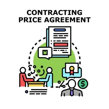 Drafting contracting price agreement and signing term sheet 库存插图
