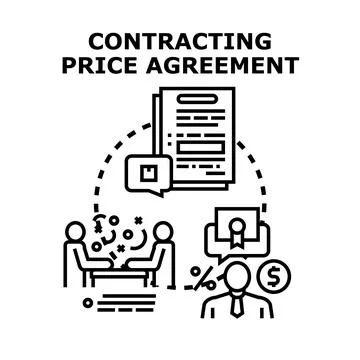 Drafting contracting price agreement and signing term sheet Stock Illustration