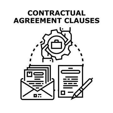 Drafting contractual agreement clauses and business documents Stock Illustration