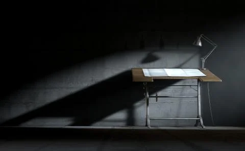Drafting Desk Lamp And Paper Stock Illustration
