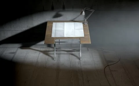 Drafting Desk Lamp And Paper Stock Illustration