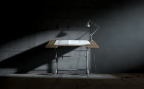 Drafting Desk Lamp And Paper Stock Illustration
