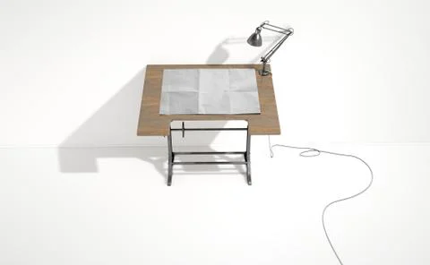 Drafting Desk Lamp And Paper Stock Illustration