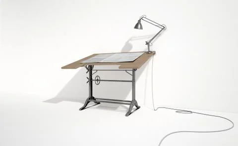 Drafting Desk Lamp And Paper Stock Illustration