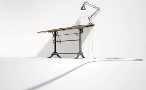 Drafting Desk Lamp And Paper Stock Illustration