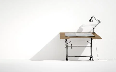 Drafting Desk Lamp And Paper Stock Illustration