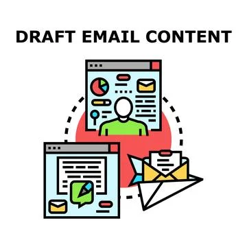 Drafting email content messaging for digital communication 스톡 일러스트