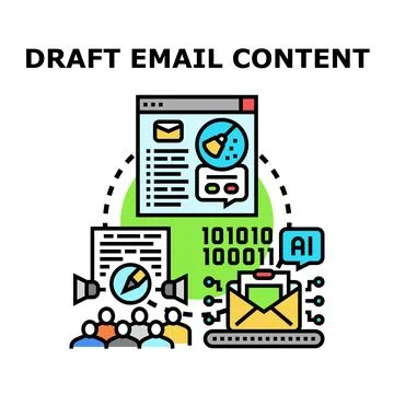 Drafting email content using artificial intelligence marketing Stockillustratie