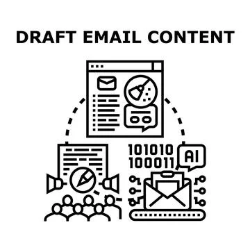 Drafting email content using artificial intelligence marketing Stock Illustration