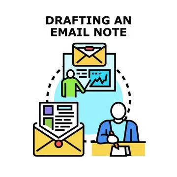Drafting an email note business communication process 스톡 일러스트