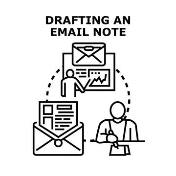 Drafting an email note business communication process 库存插图