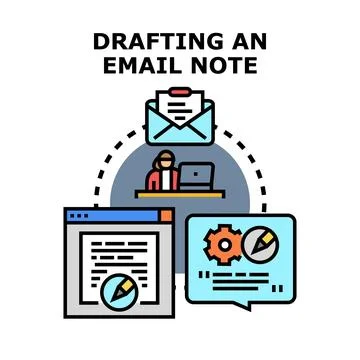 Drafting email note message communication concept Illustrazione stock