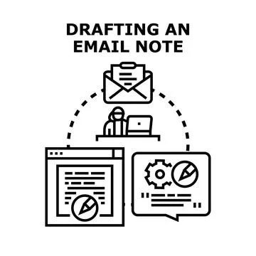 Drafting email note message communication concept Stock Illustration