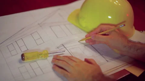 Drafting house plans contractor developer development 3 Stock Footage 27790538