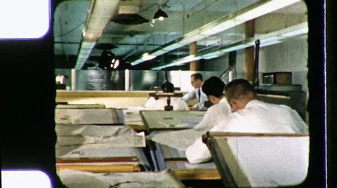 Drafting Office Engineers Men Work Vintage Film Retro Film Old Home Movie 8410 Stock Footage 50052319