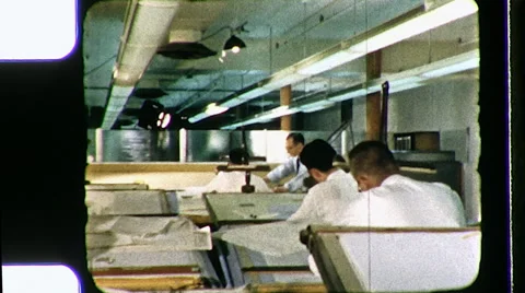 Drafting Office Workers Employees Engineers Men Vintage Film Home Movie 8411 Stock Footage 50052385