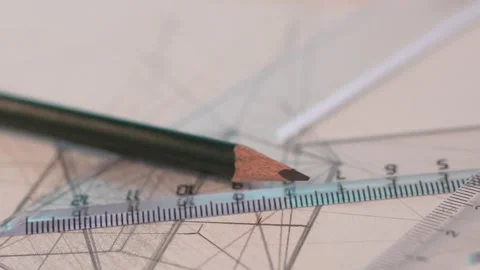 Drafting precision, geometric blueprint focus. Video stock 264287791